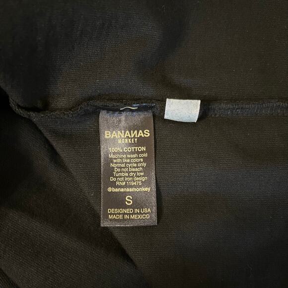 Bananas Monkey Regular Fit Crew Neck Tee in Black Size Small - Picture 6 of 6